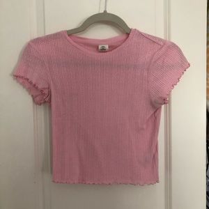 Pink Urban Outfiters heart cropped shirt
